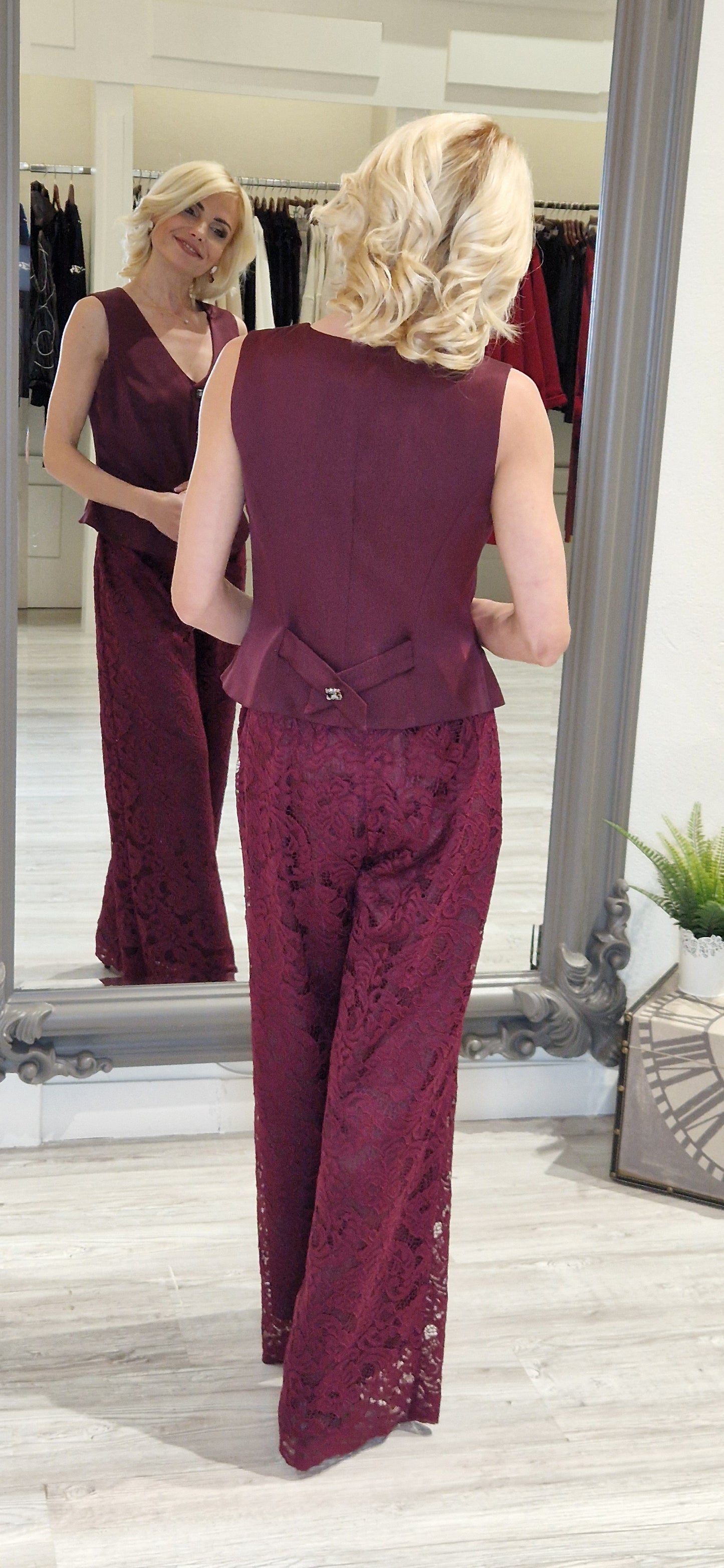 Burgundy Satin Look Waistcoat