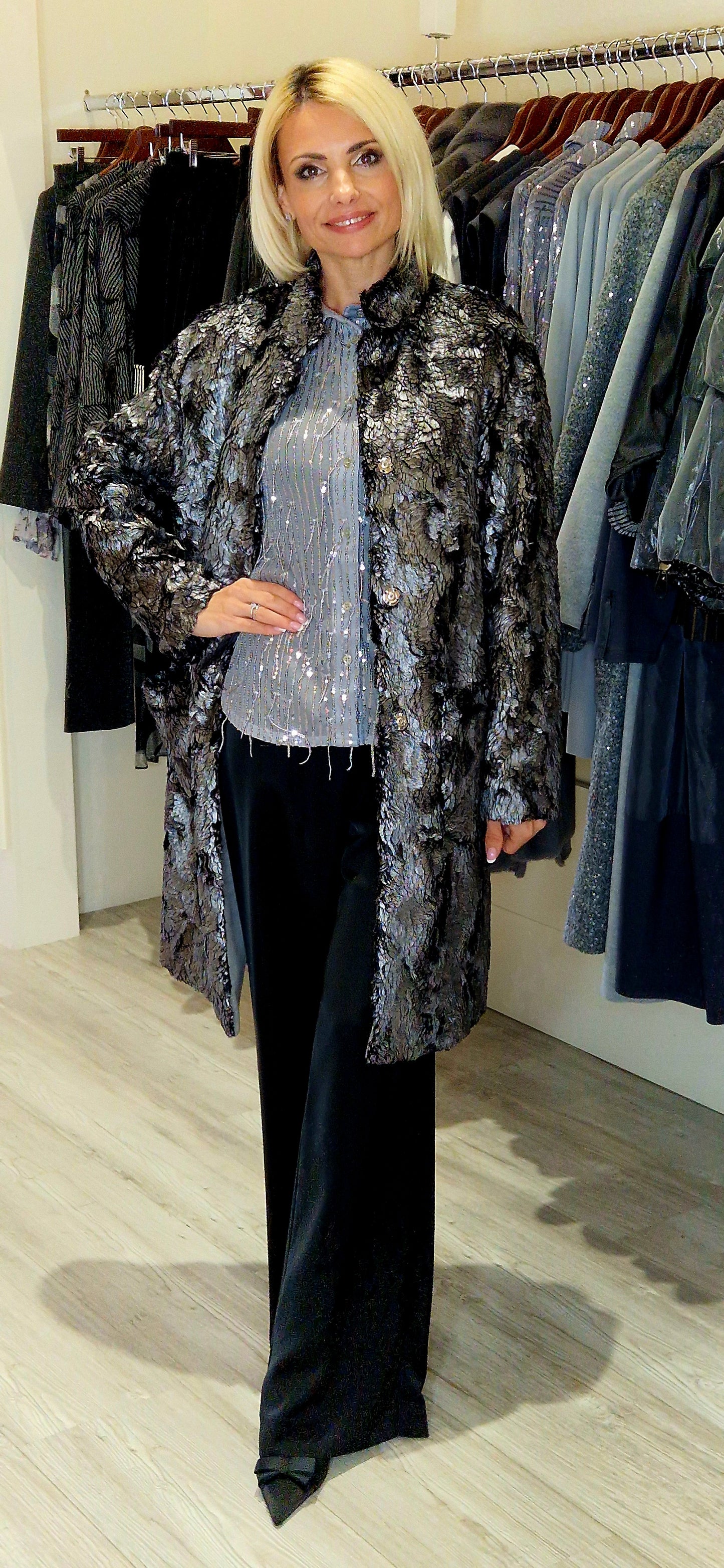 Black Satin Palazzo Trousers