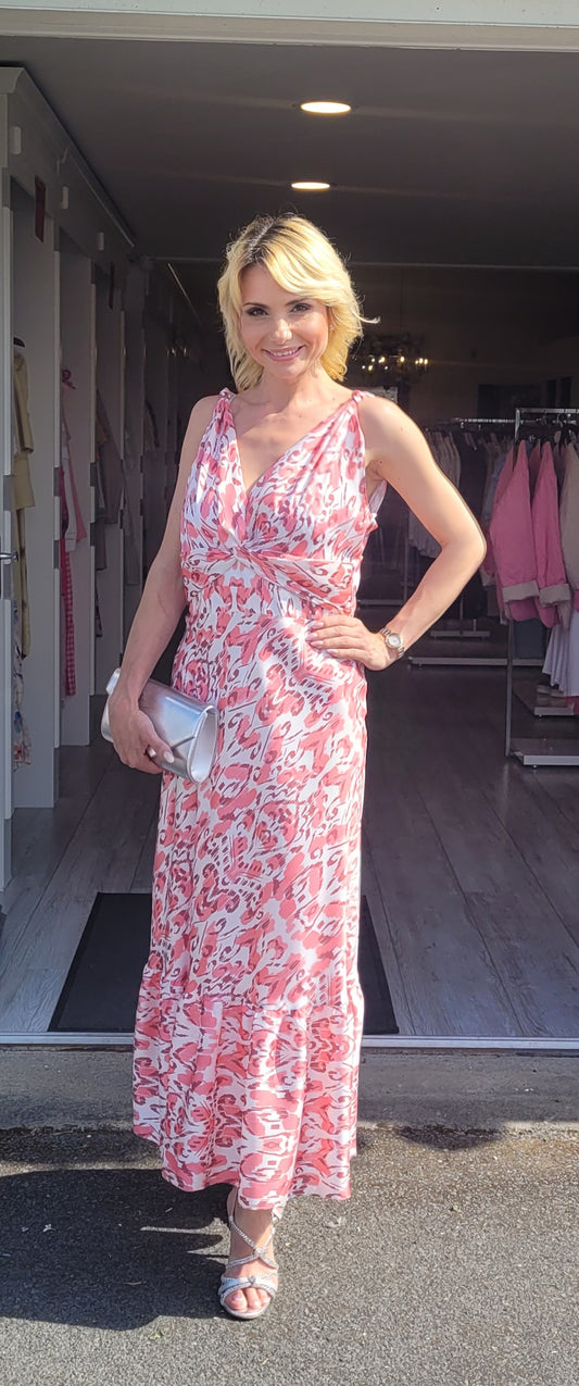 Pink And Cream Midi Dress