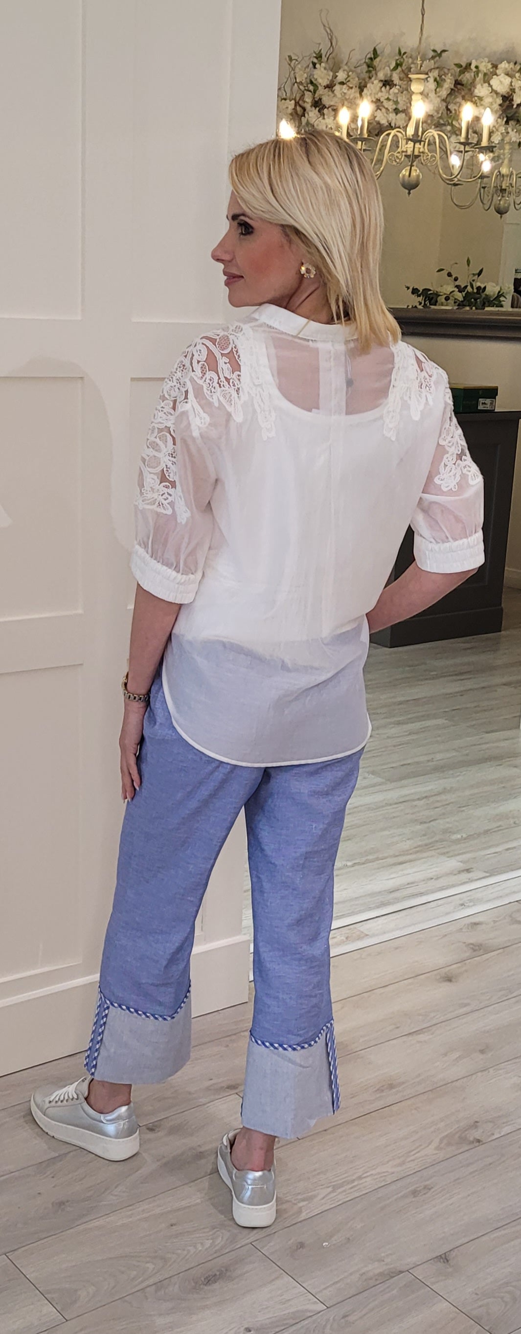 Blue Turn Up Trousers