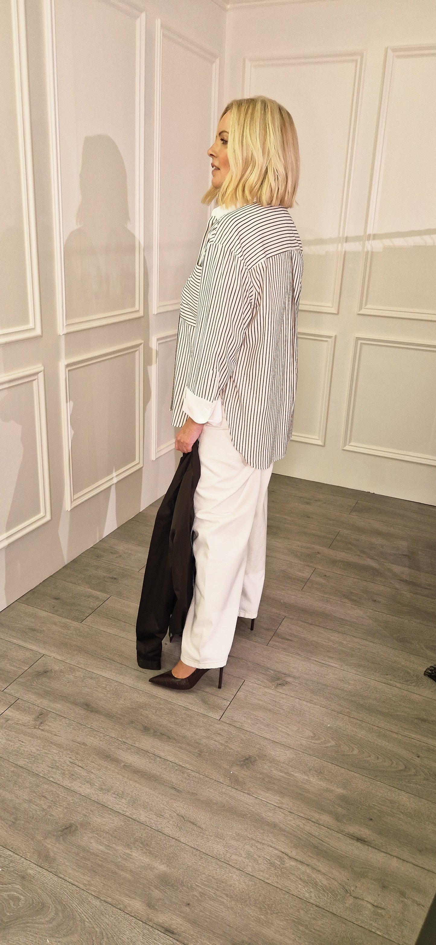Avara Stripe Shirt Bone Brown