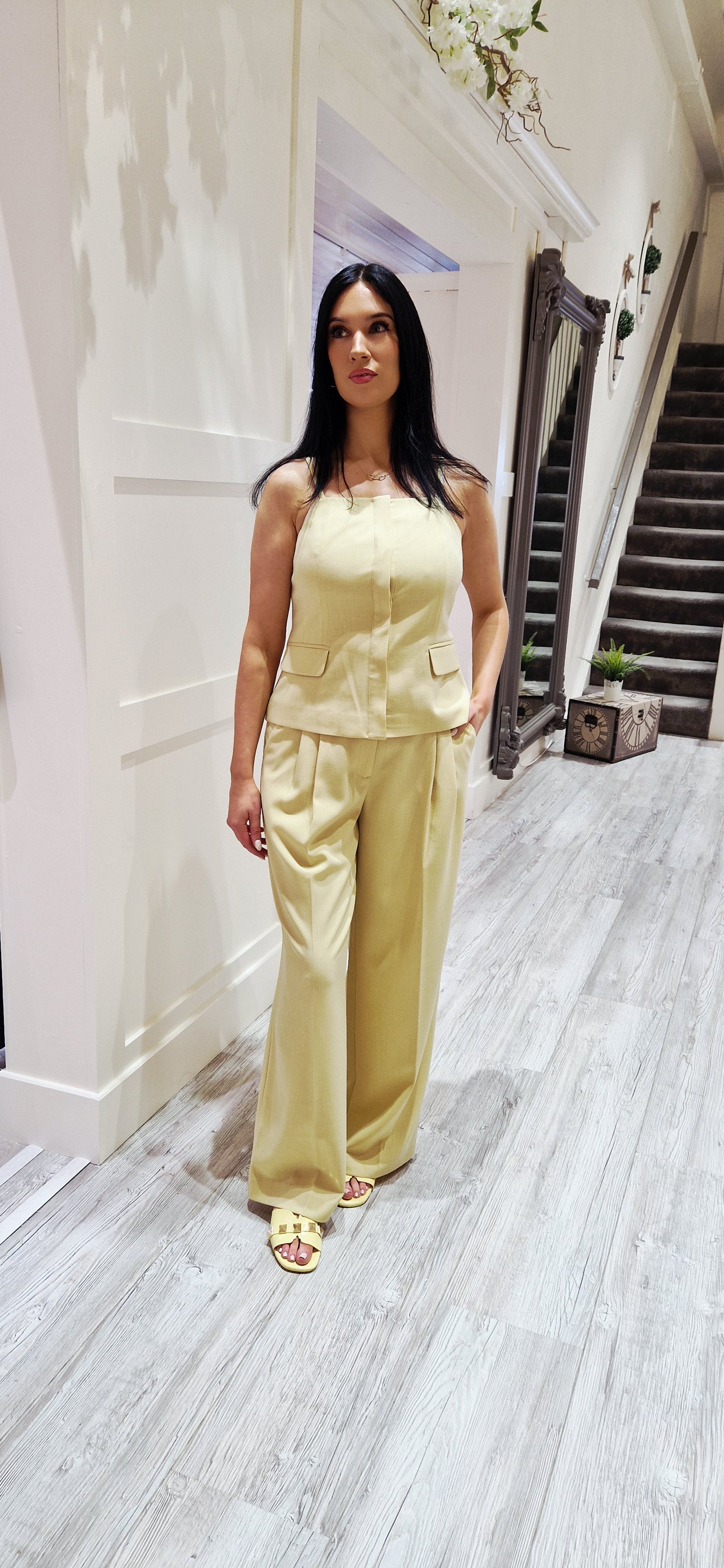 NilanCC Pleat Pant  Pale Yellow