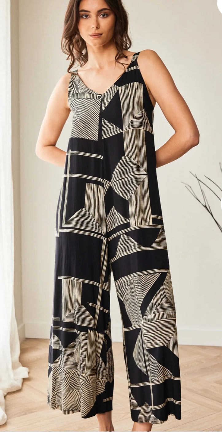 Black And Camel Jumpsuit