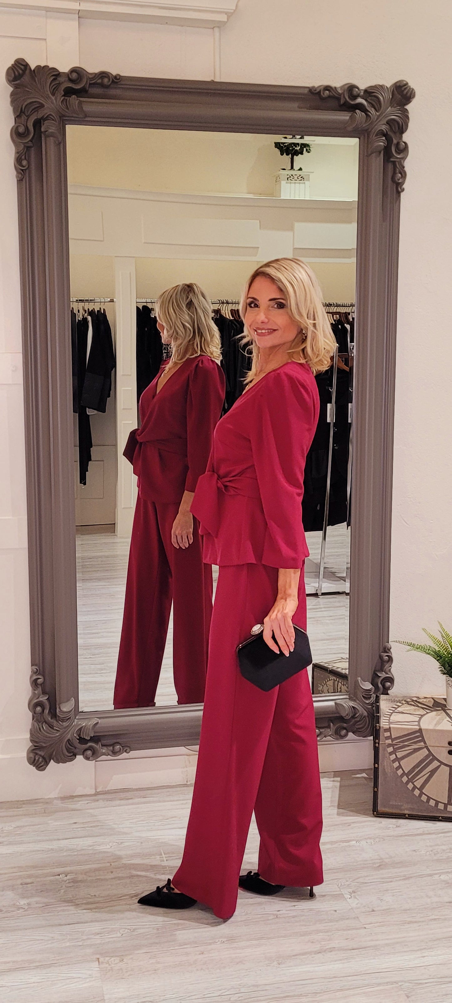 Plum Two Piece Trousers Suit