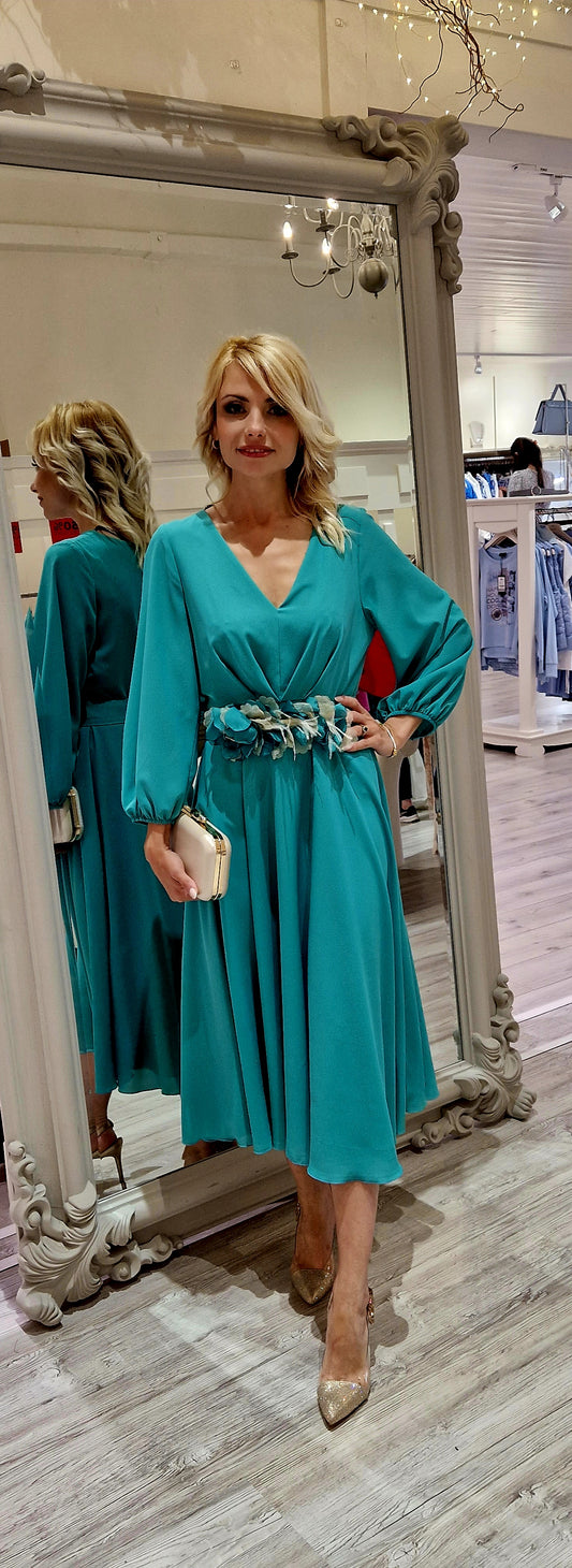 Kiara Green Chiffon Dress