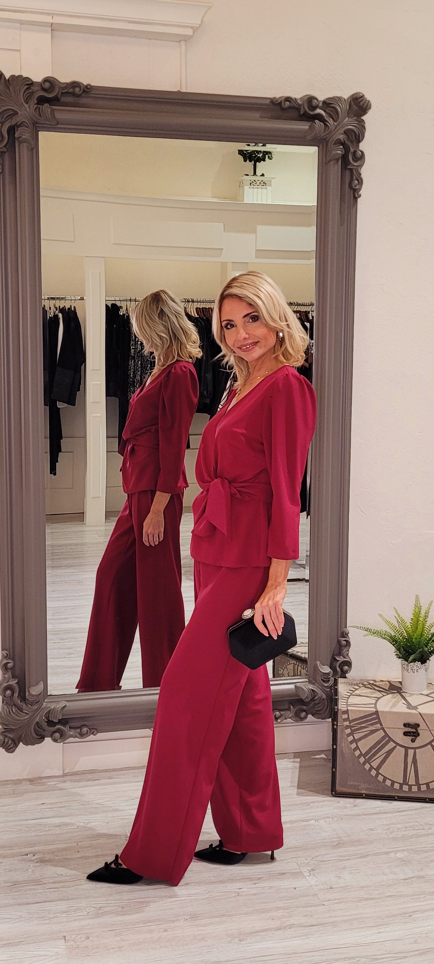 Plum Two Piece Trousers Suit