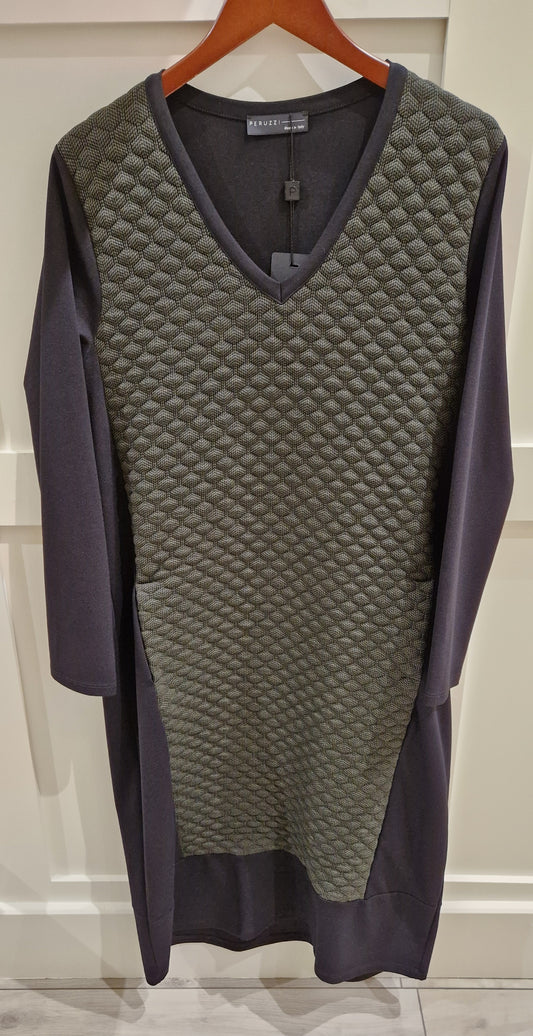 Black & Green Textured Dress