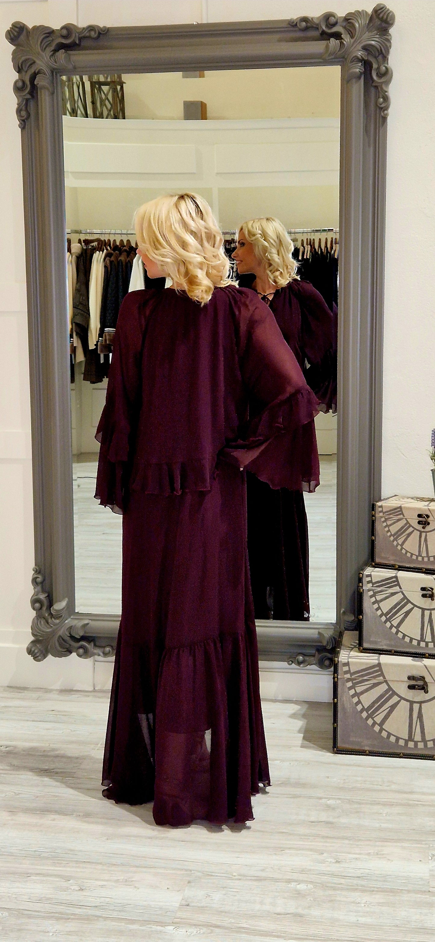Magnificent Boho Burgundy Maxi Dress