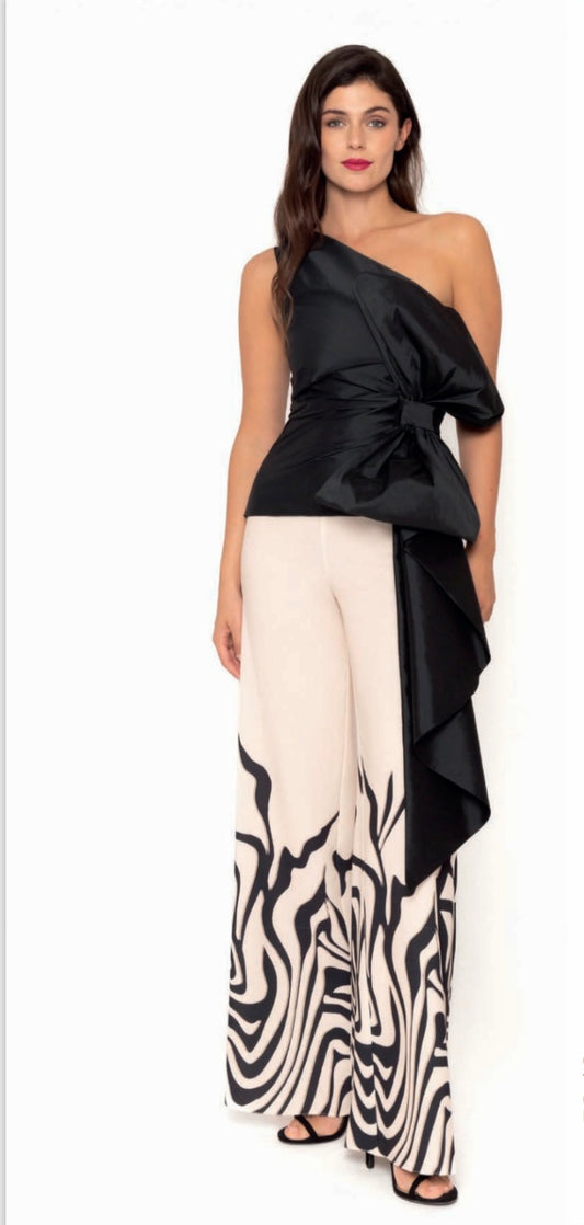 Black And Cream 2 Piece Trousers Suit