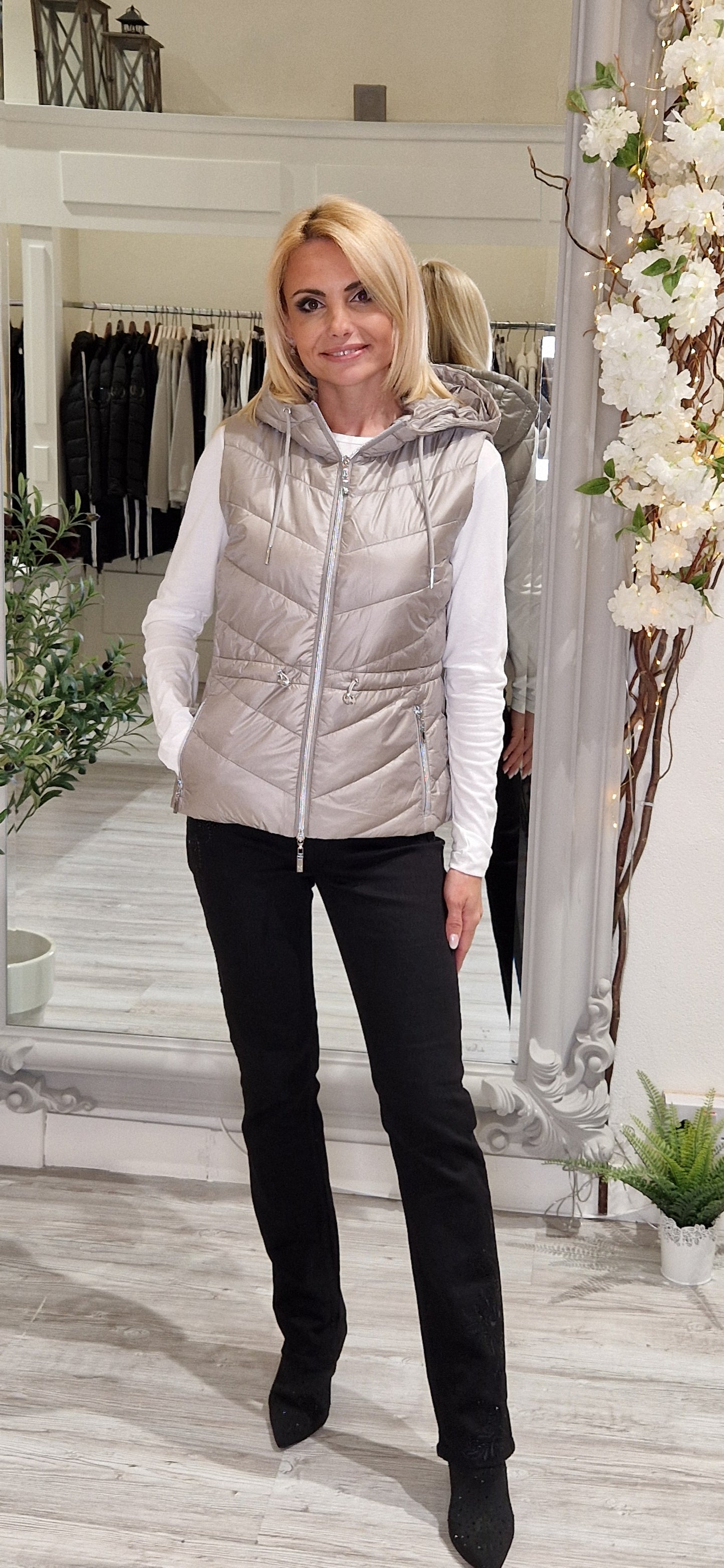 Monari Quilted Taupe Gilet