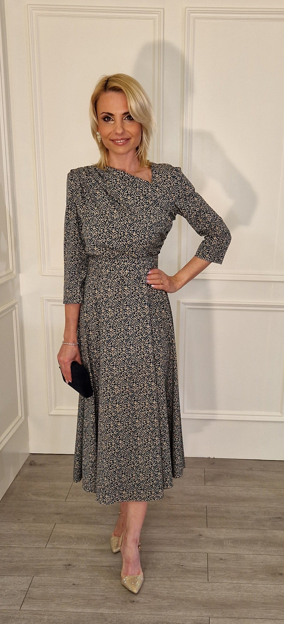 Oton Navy And Camel Dress