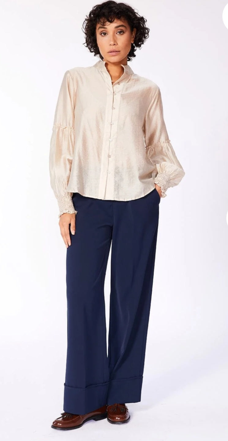 Navy Turn Up Trouser