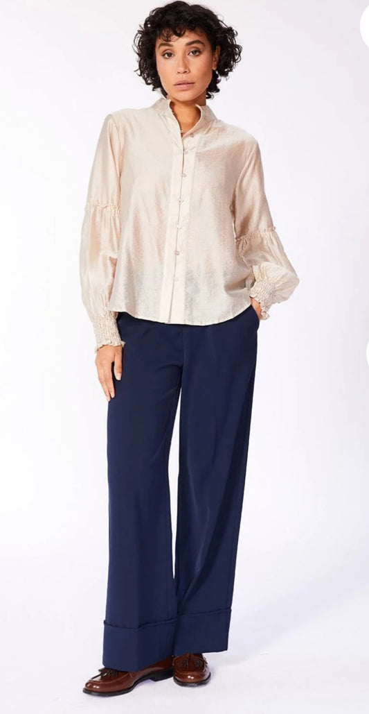 Navy Turn Up Trouser