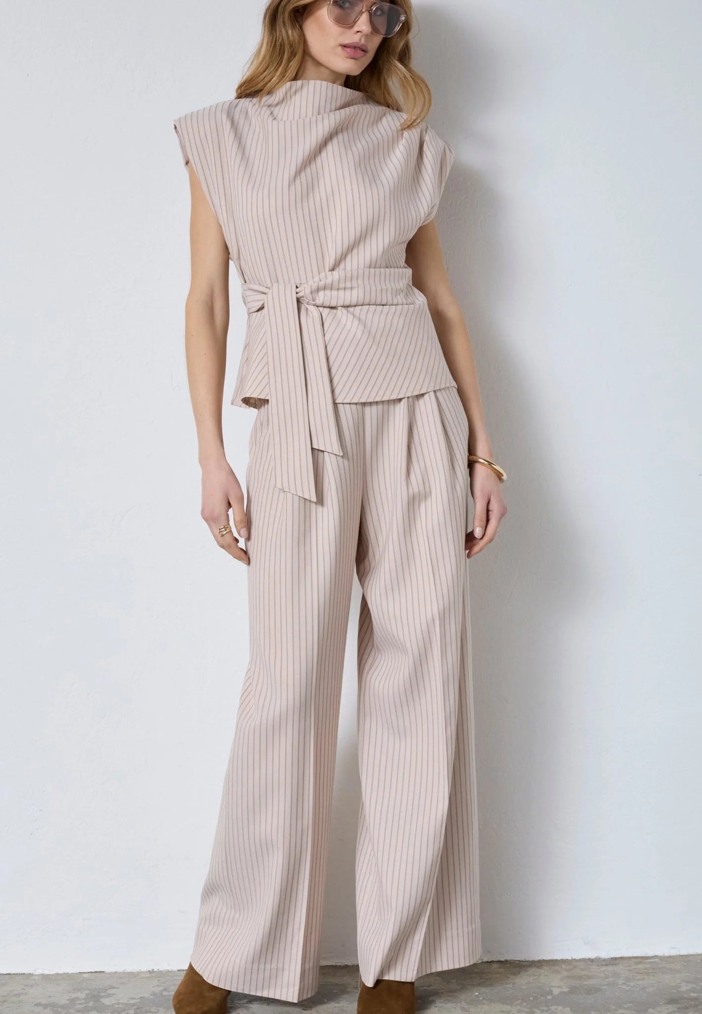 Salvie Pleat Top  Bone