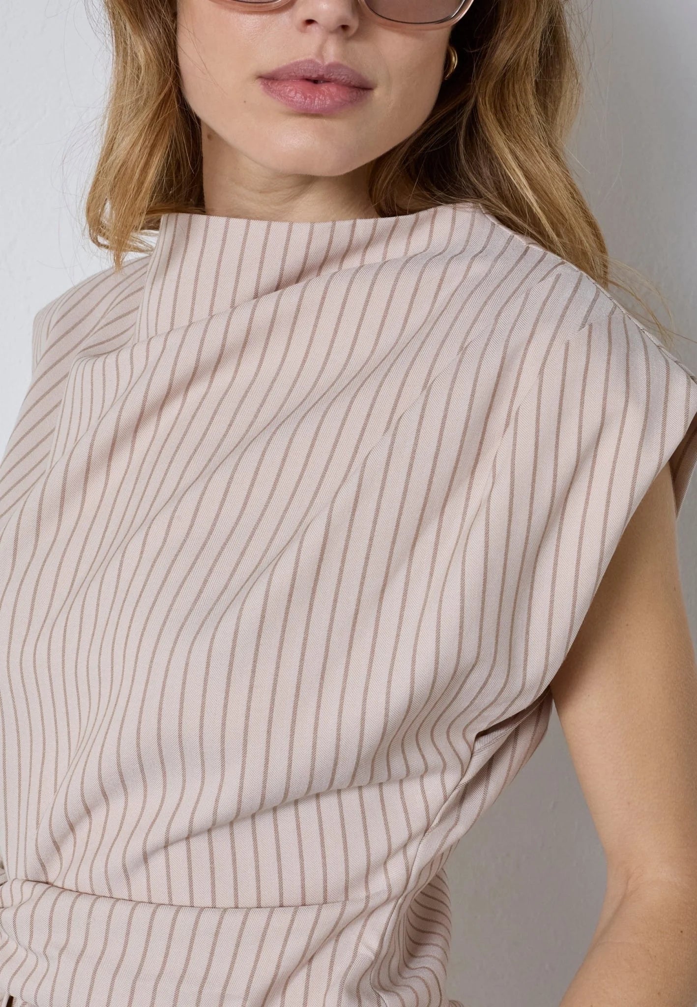 Salvie Pleat Top  Bone