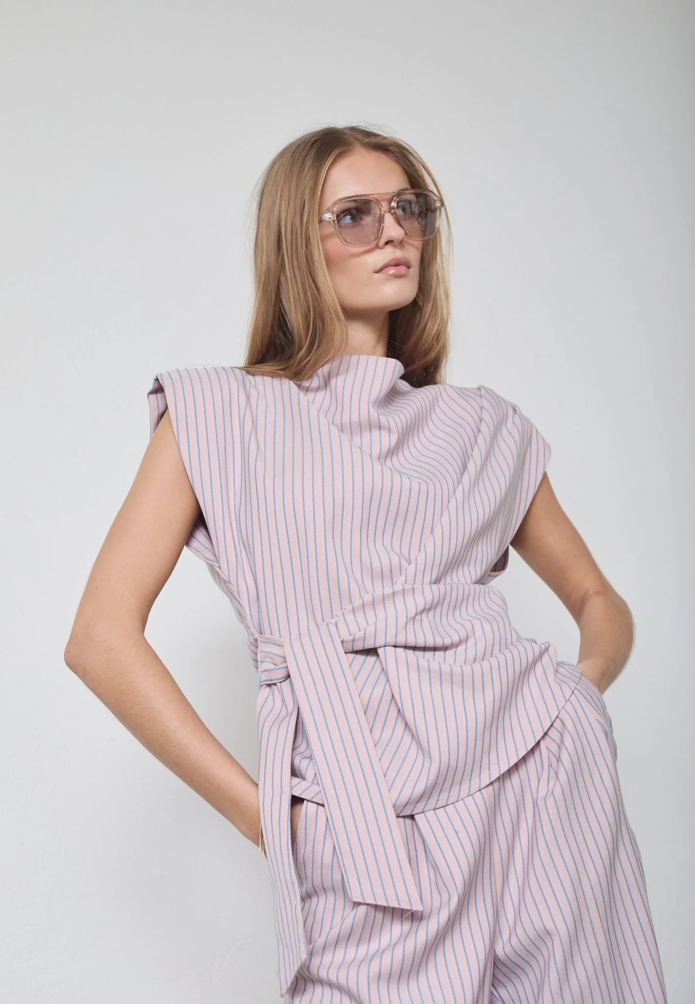 Salvie Pleat Top Rosa