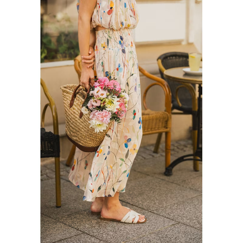 Splendour and Sass White Pastel Floral Aurora Maxi Skirt
