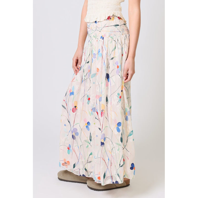 Splendour and Sass White Pastel Floral Aurora Maxi Skirt