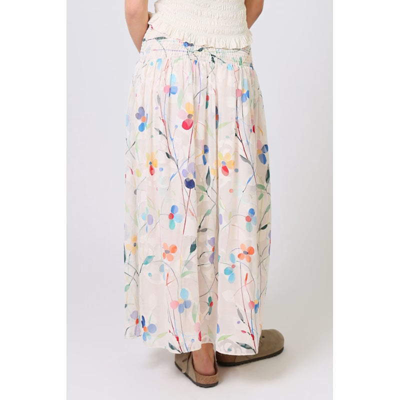 Splendour and Sass White Pastel Floral Aurora Maxi Skirt
