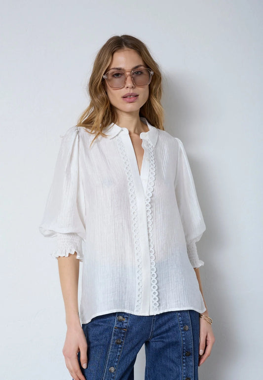 Tassy Lace SS Shirt White