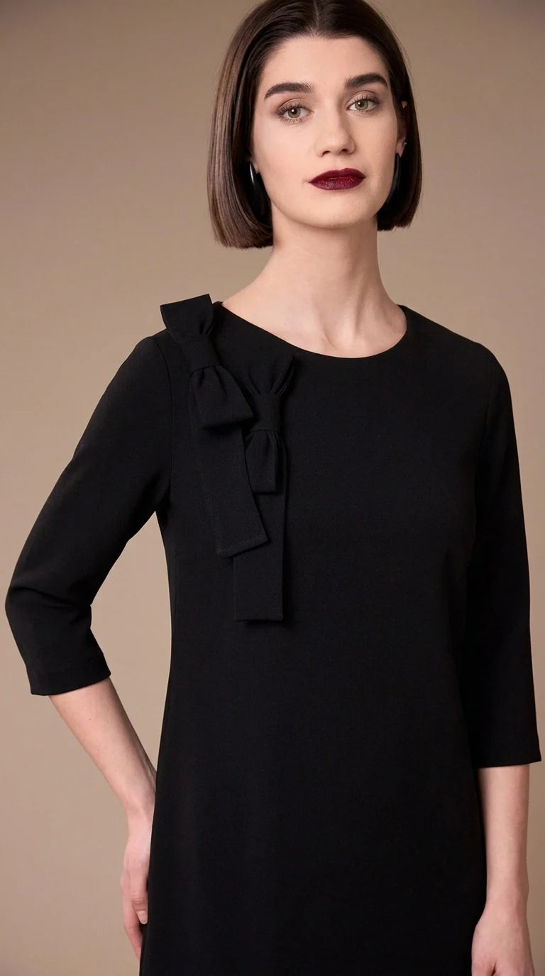Black Shoulder Bow Dress