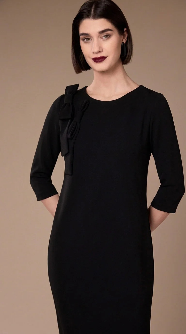 Black Shoulder Bow Dress