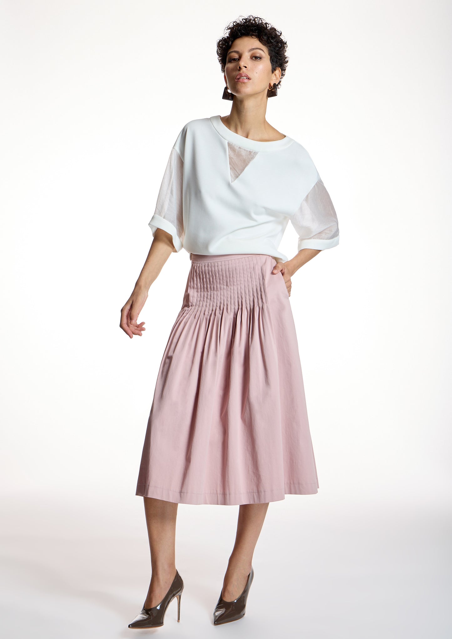 White Blouse With Semi Transparent Sleeves
