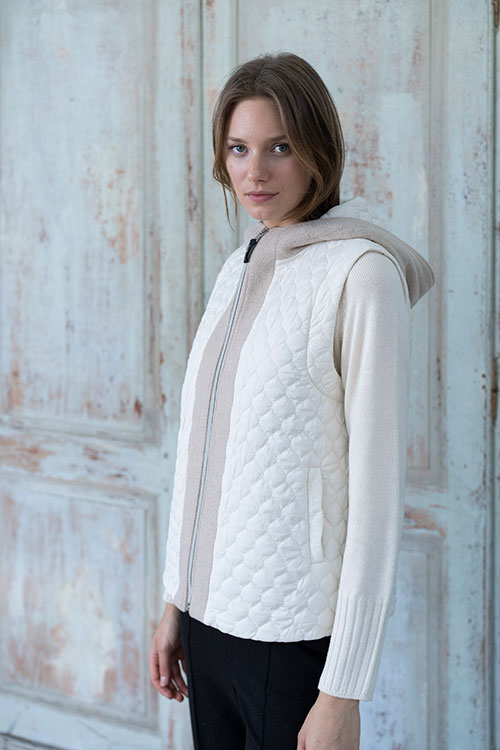 Two-tone Padded Jacket Convertible Into A Vest