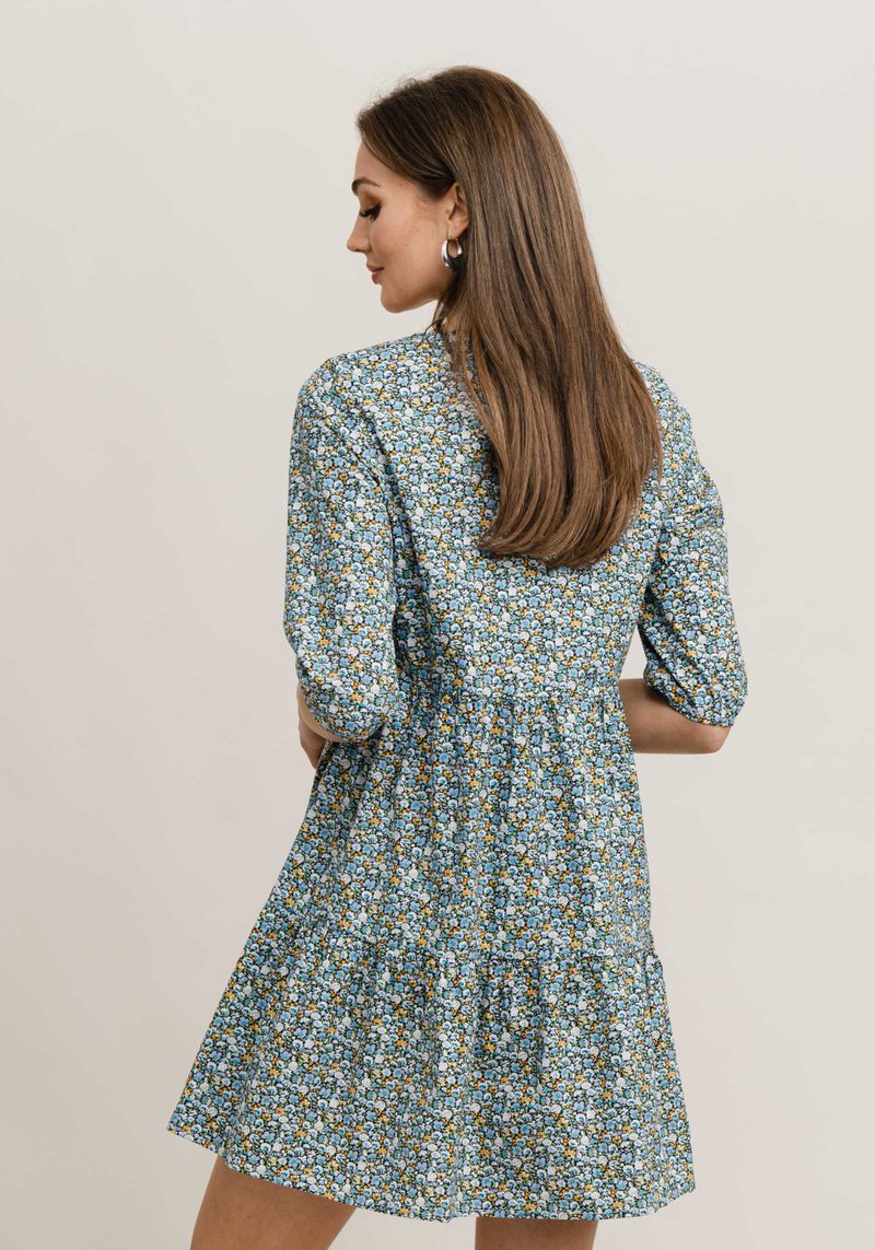 Luna Puff Blue Flower Dress