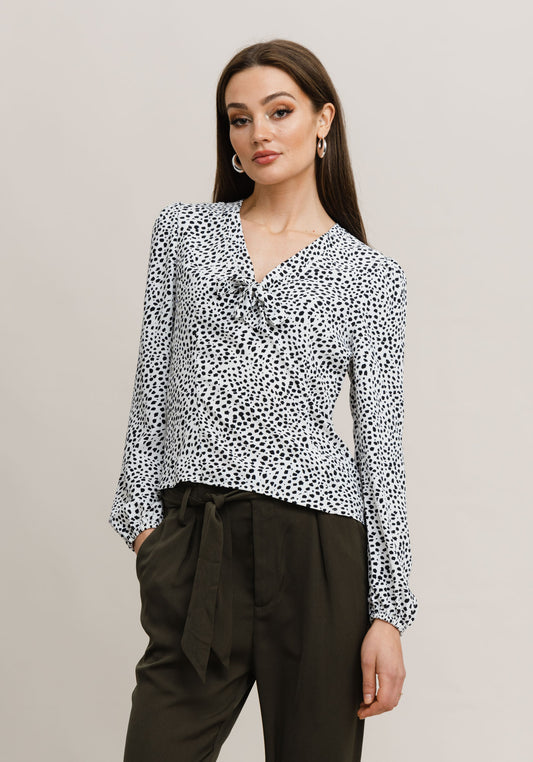 Zandy Black/White Dalmation Dot Blouse