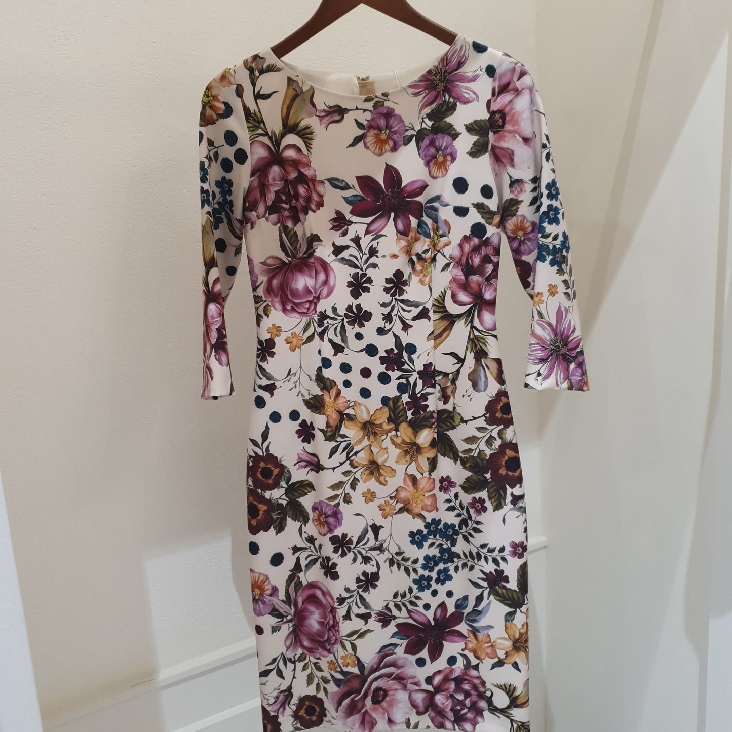 Cream Floral Print Dress