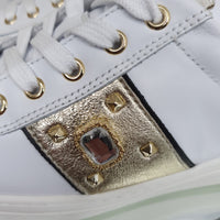 Willow White Leather Gold Sparkle Zip Detail Runner