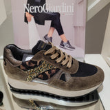 Tiger Brown And Black Animal Print  Runners With Side Sparkle Detail
