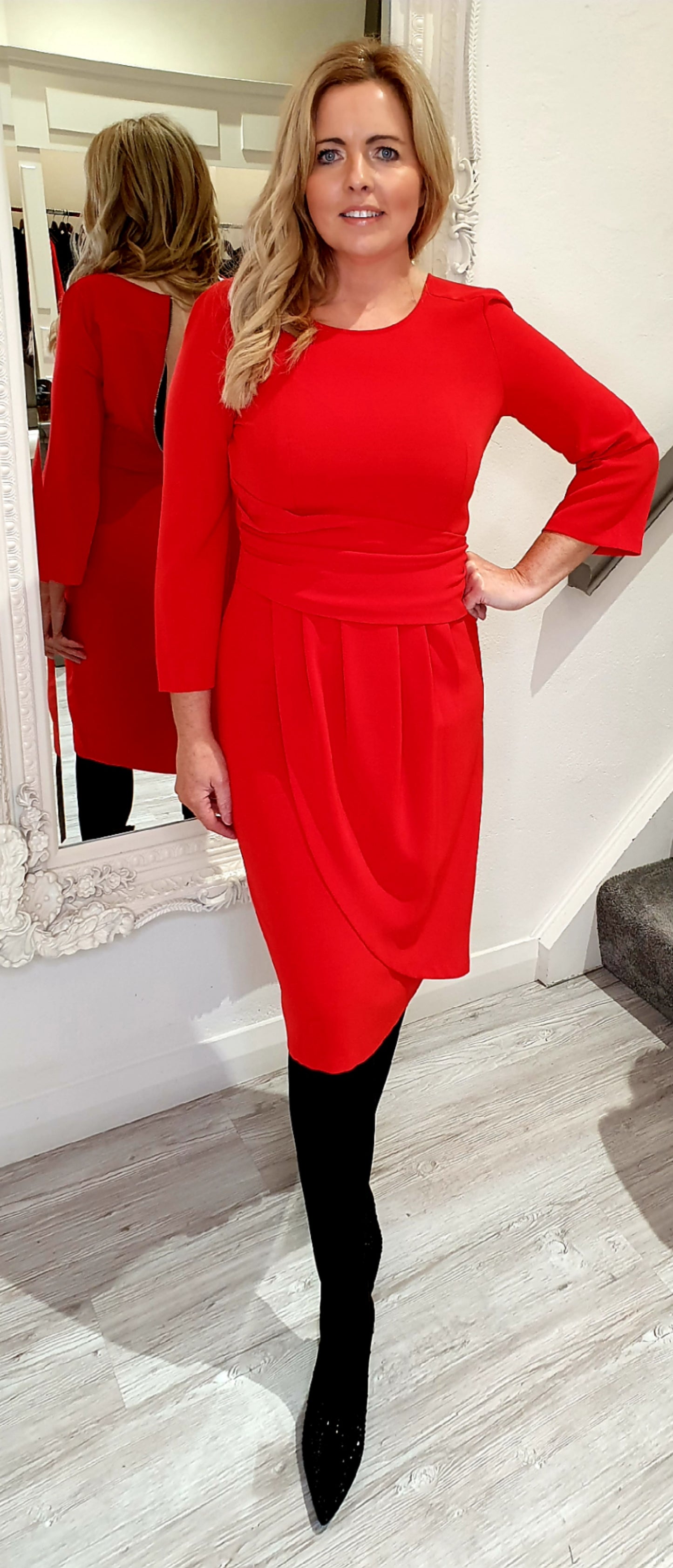 Red Wrap Around Waist Dress