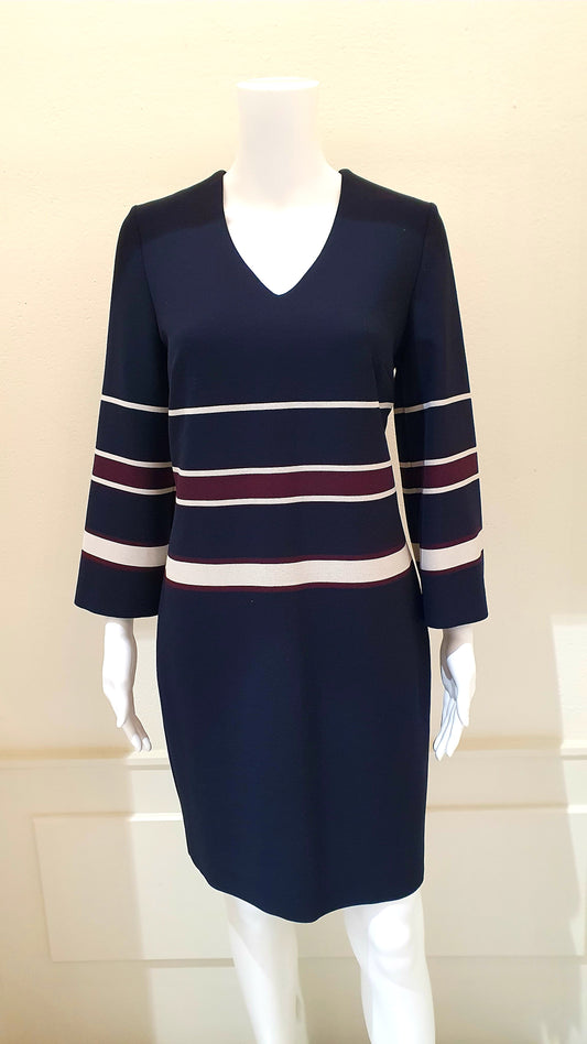 Navy Dress with Horizontal Stripes