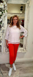 Ivory and Coral Jumper