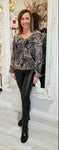 Gold And Black Paisley Print Blouse