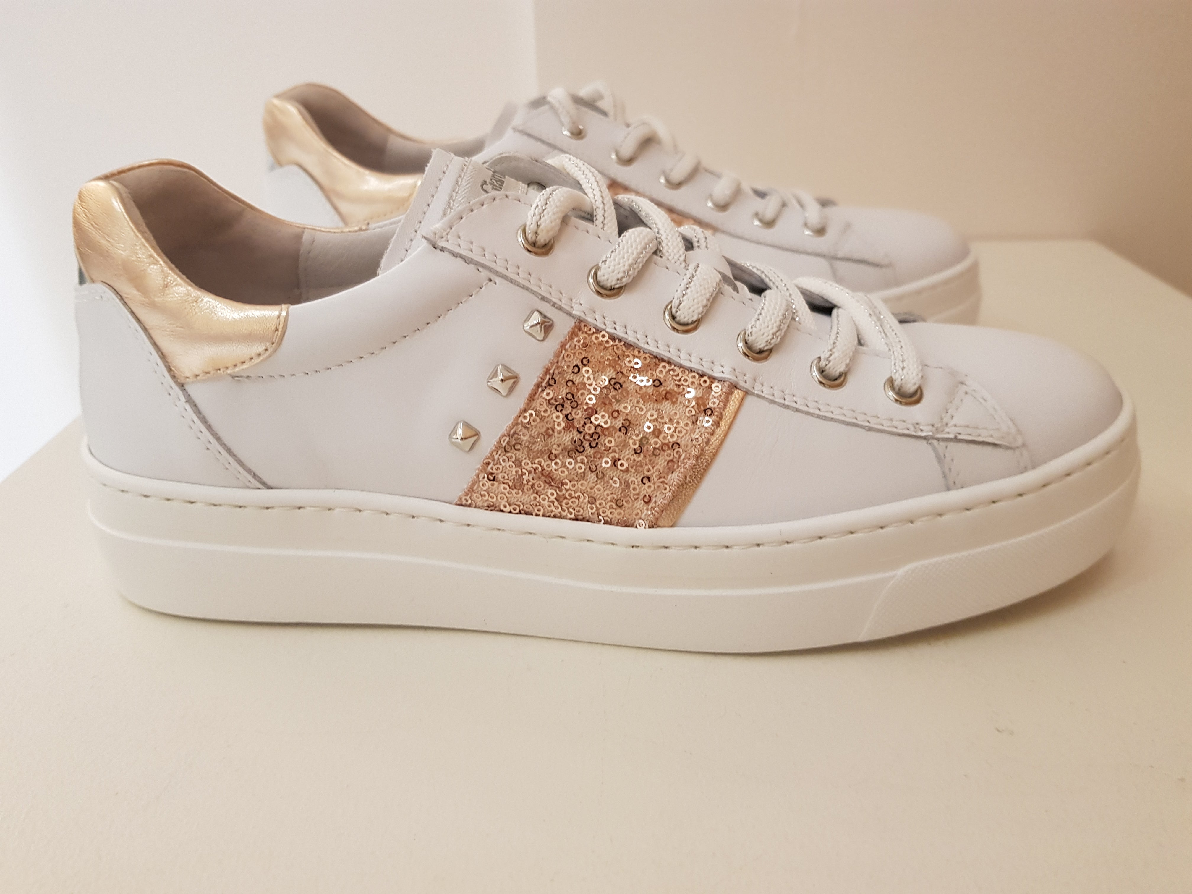 Kate White And Rose Gold Trainers Style Kloset Boutique Galway