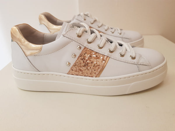 Kate White And Rose Gold Trainers