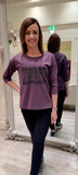 Plum Jersey Top With 3/4 Sleeve