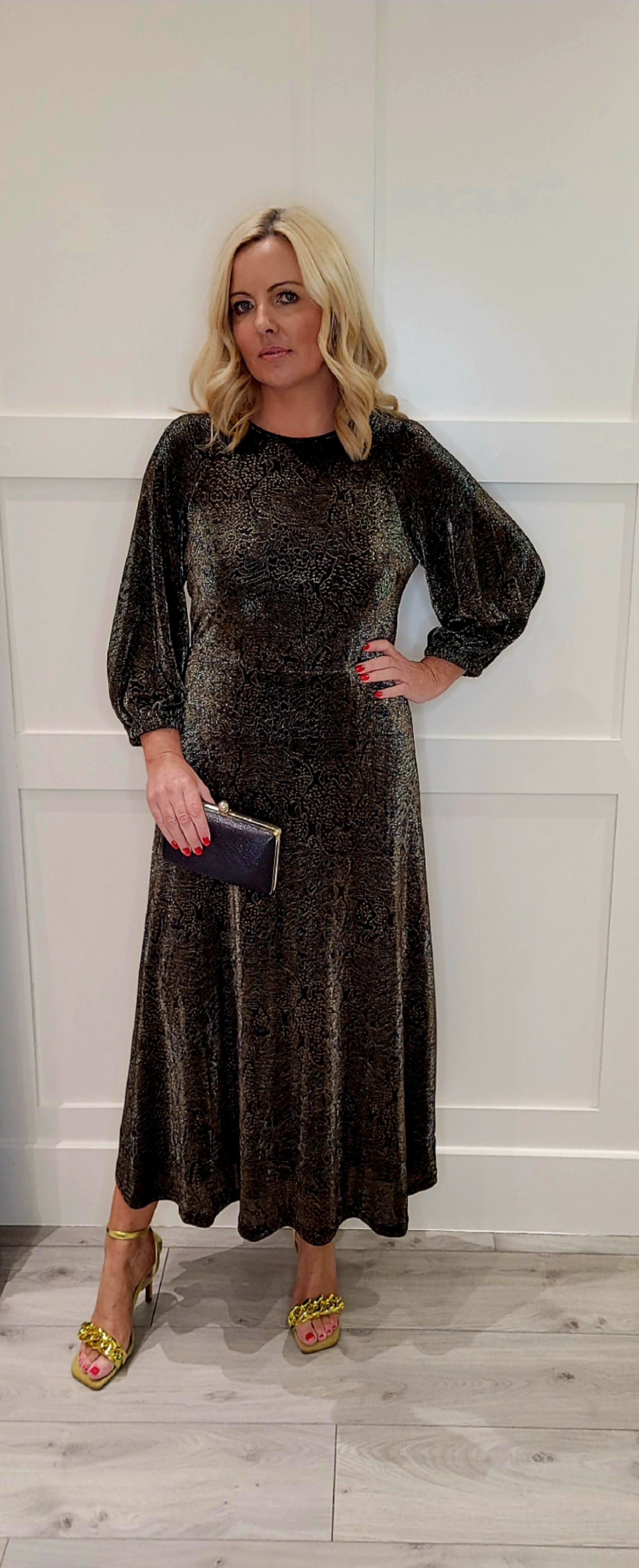 Drape Metalic Shimmer Dress