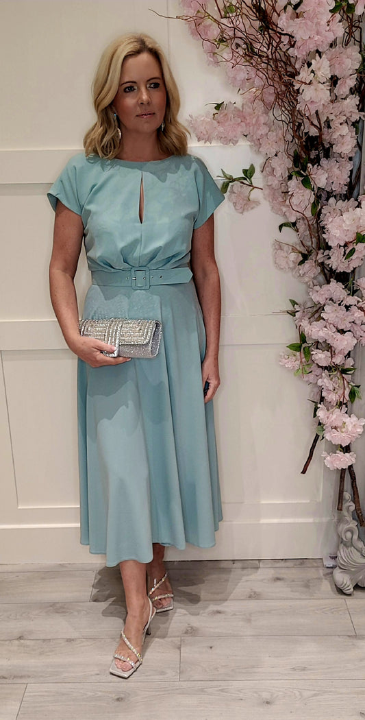 Megan Sage Green Midi Dress