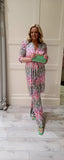 Pink , Blue and Green Two piece Suit
