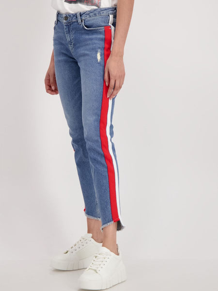 Slim Fit Jeans With Stripes Denim