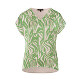 Green And Beige Print Top