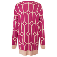 Pink And Beige Printed knit Cardigan
