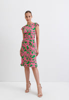 Pink And Green Printed Dress