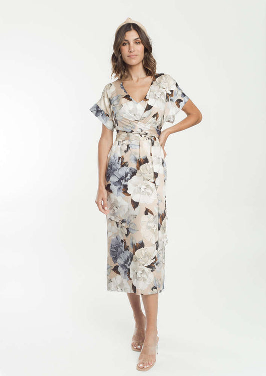 Champagne & Blue Floral Dress
