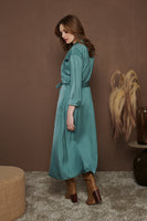 Sage Green Silk Look Midi Dress