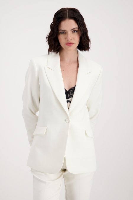 Cream Lapel Collar Blazer